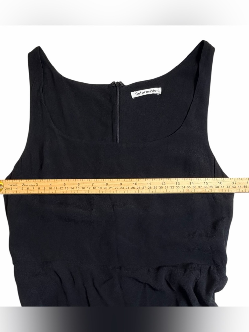 Reformation Black Sleeveless Midi Dress Size 10 Square Neck Side Slit Minimalist - Picture 5 of 9